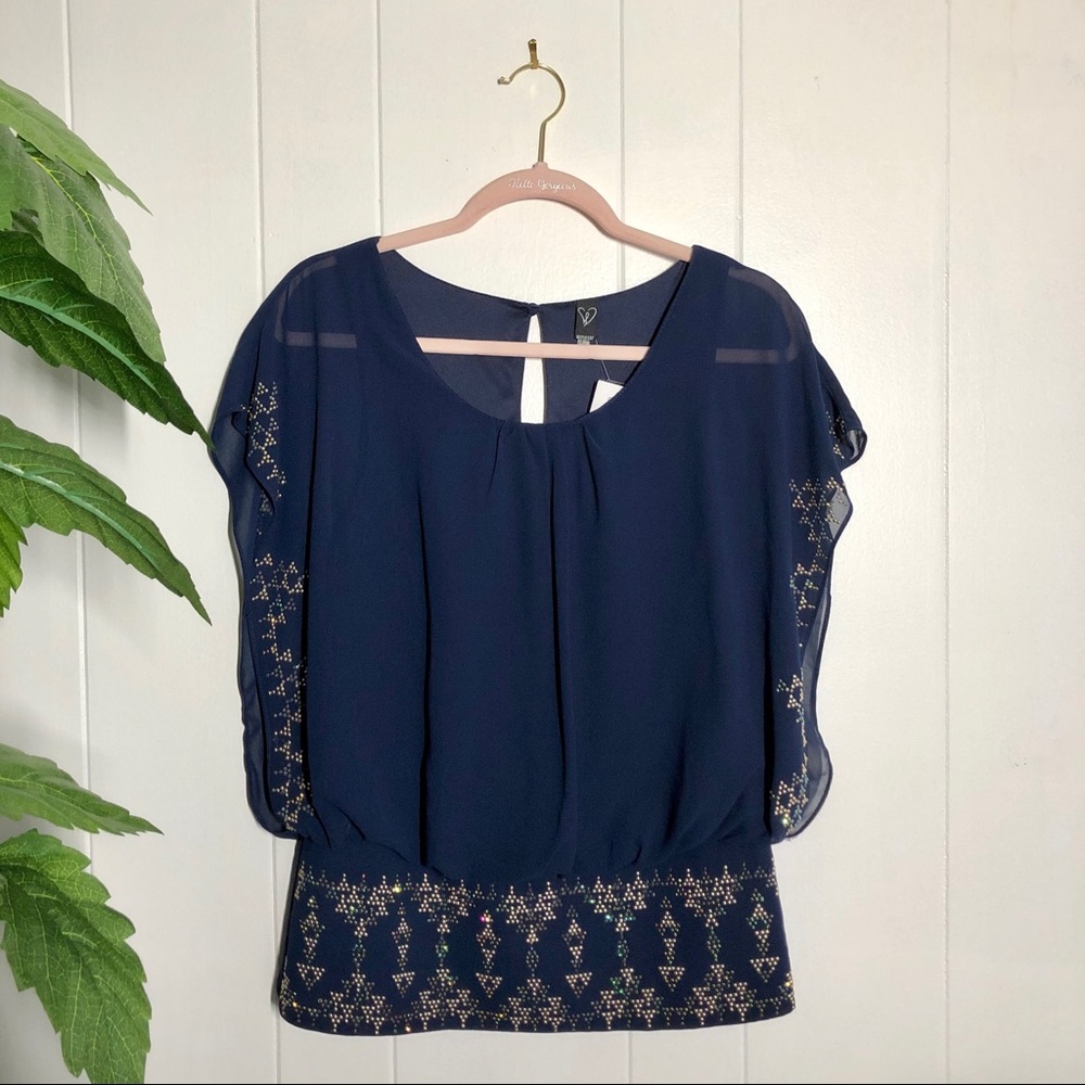 🆕 Windsor Batwing Blouse with Rhinestone Accents